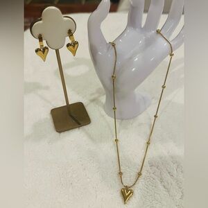 Heart shaped necklace and earrings set - new in gift bag.  Goldtone